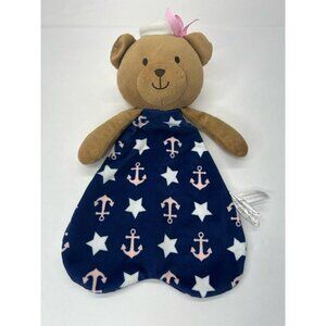 Belle Teddy Bear Sailor Anchor Lovey Pink Navy Blue Plush Security Blanket